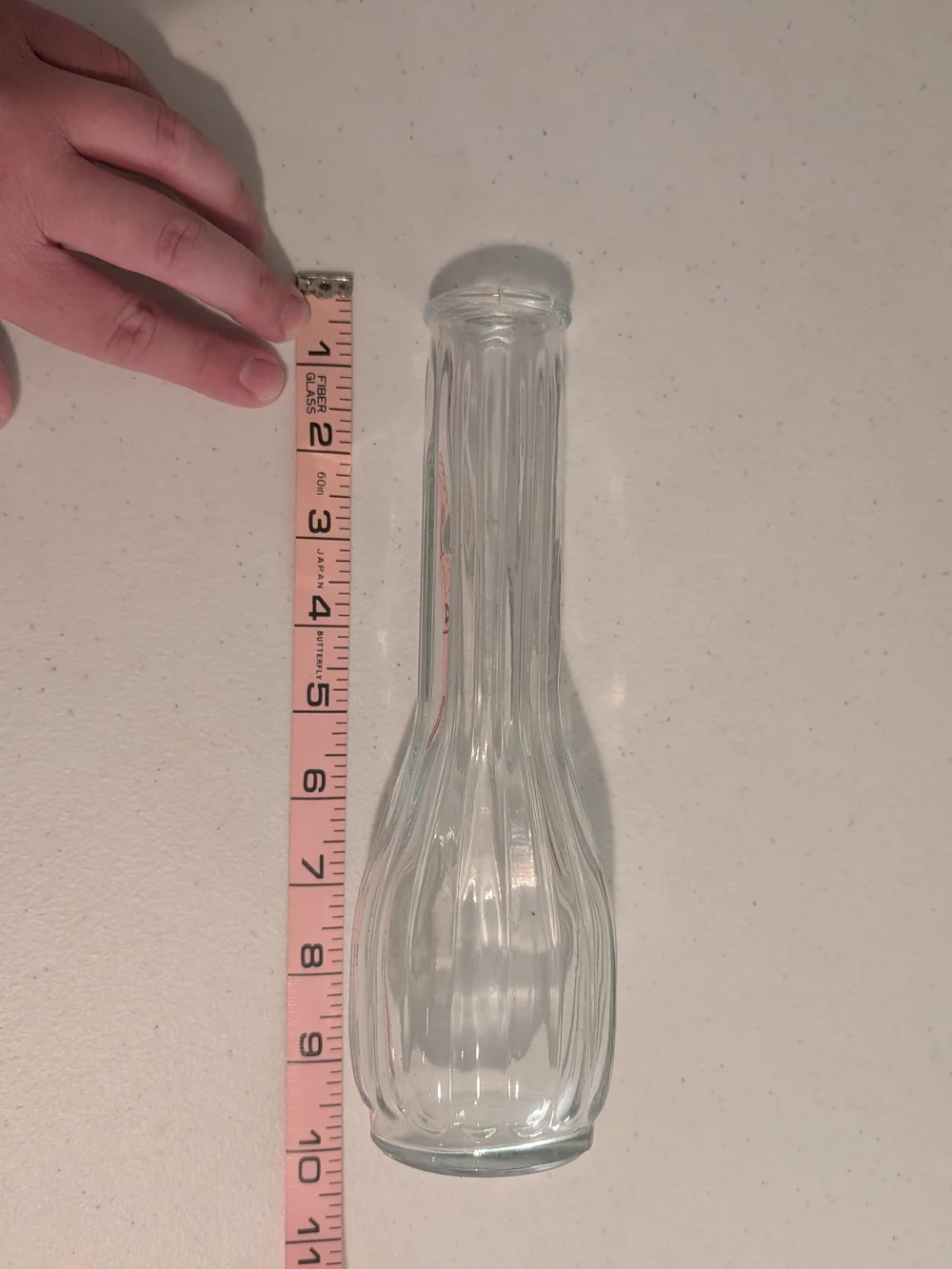Clear Glass Bud Vase - Elegant Ribbed Design